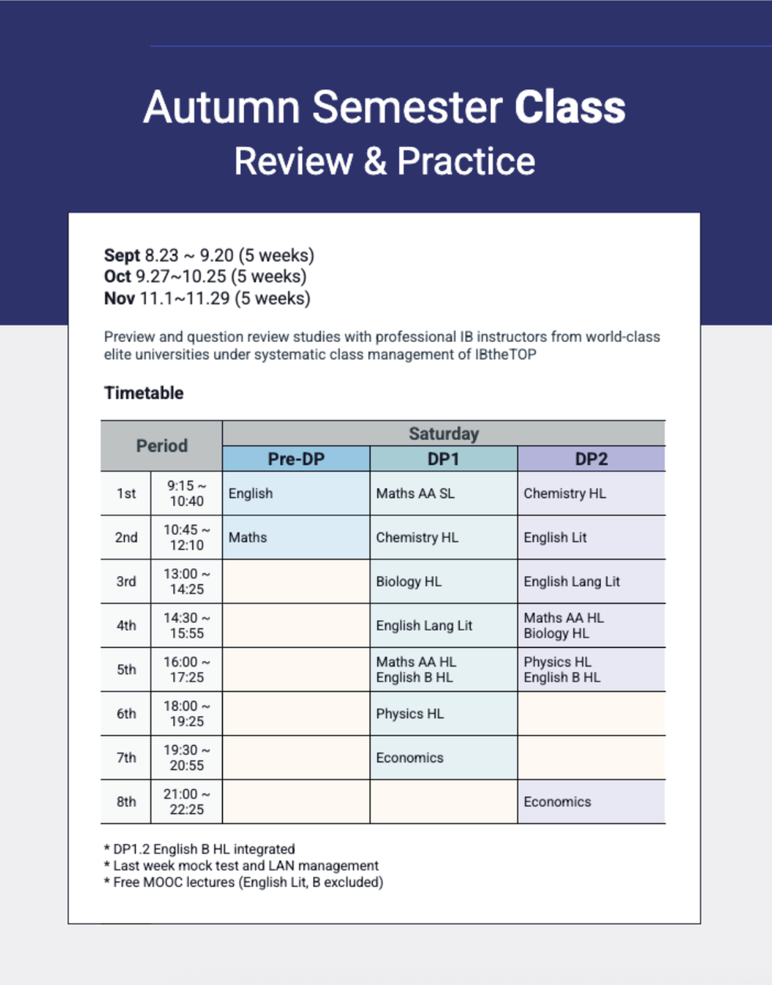 schedule