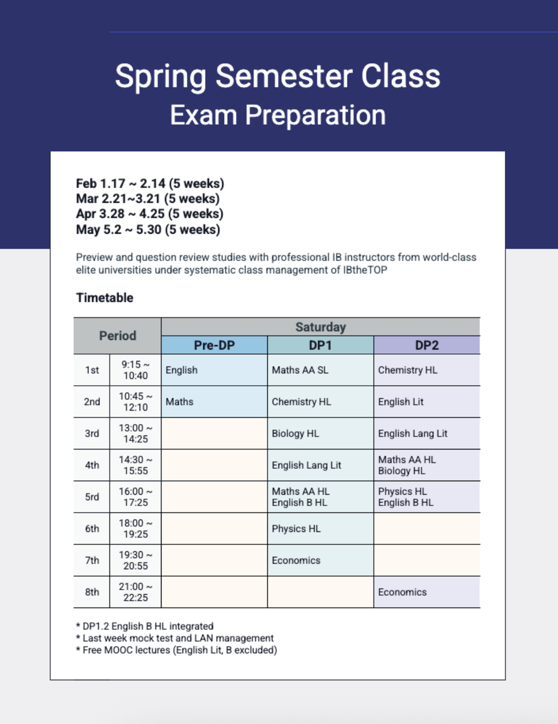 schedule